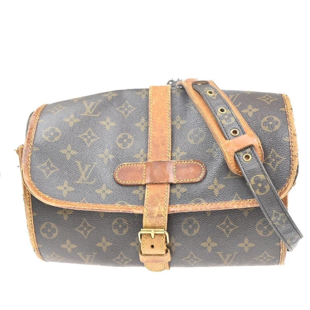 Louis Vuitton Logo Marne Shoulder Bag Monogram Leather Brown M51369 60ma308
